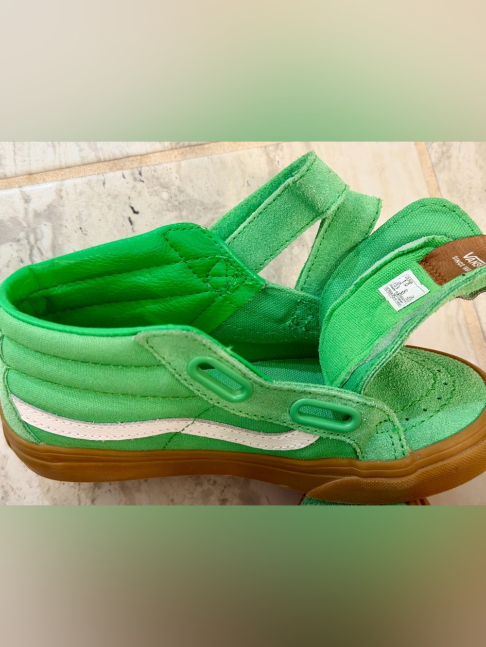 Vans SK8-Mid Reissue Velcro (kids) Size:1, Gum Green - Picture 7 of 7